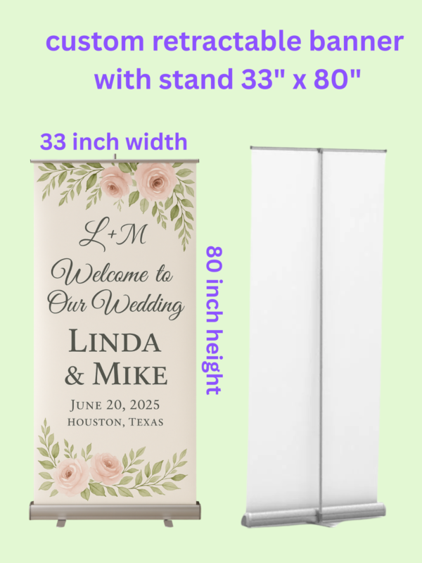 Custom Retractable Roll-up Banner 33" X 80" with stand